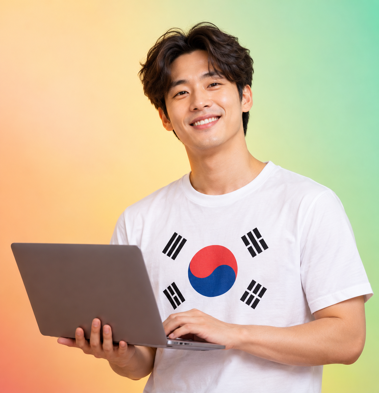 Korean student learning conversational English online