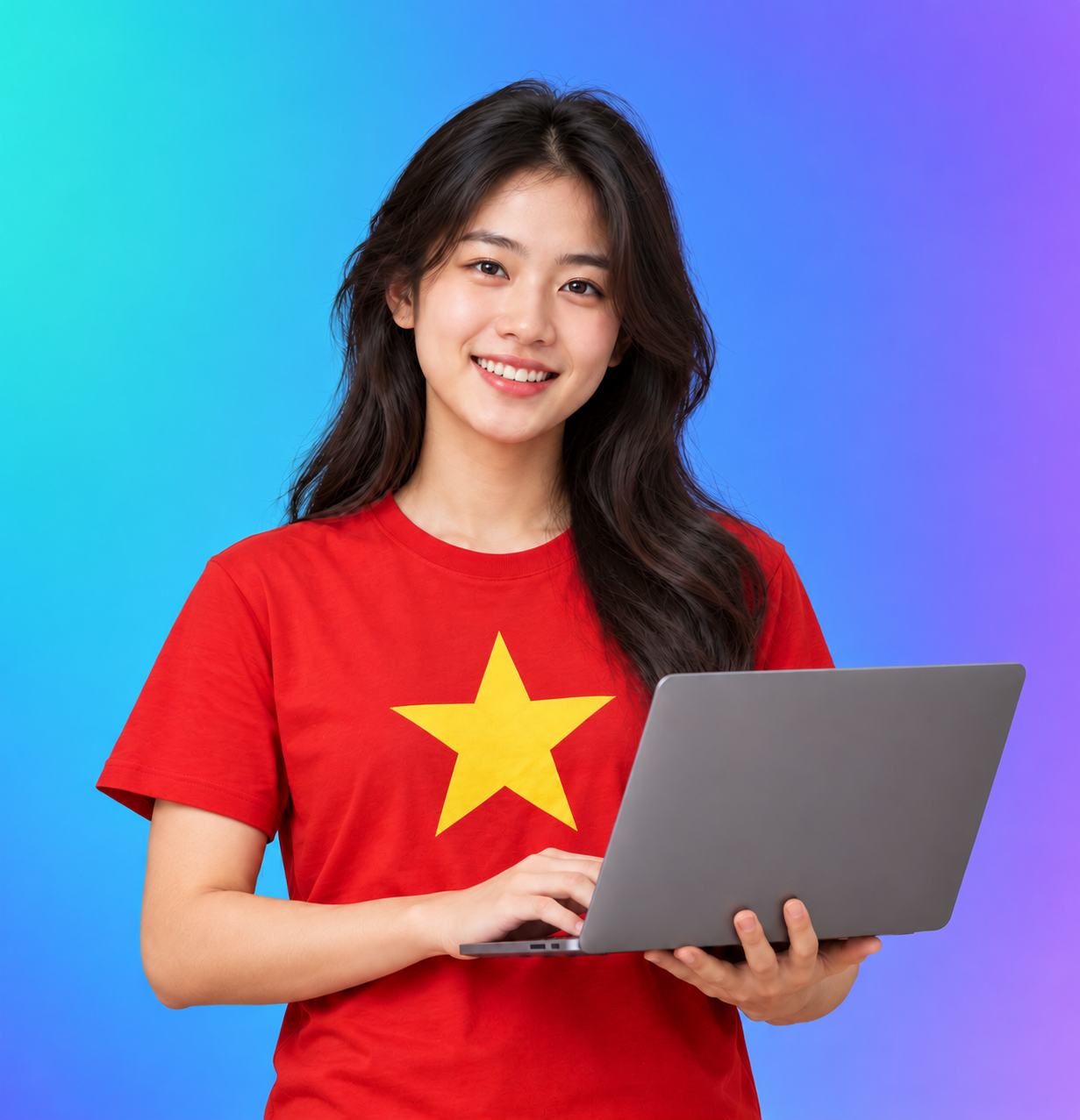 Students in Vietnam practicing English online
